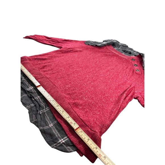 Al & Rachel Red Layered Sweater Blouse PM Petite - Picture 9 of 10